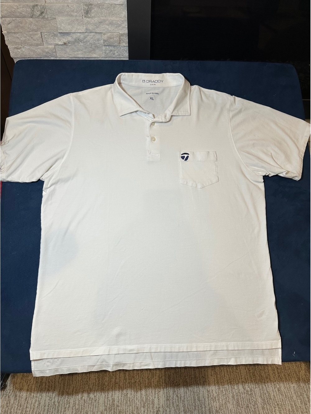 B. Draddy White Polo Shirt with Chest Pocket Logo XL